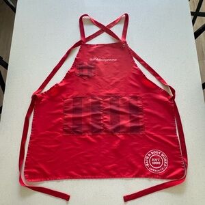 Bath & Body Works Apron Exclusive Cooking Apron Red w/ Gingham Pockets Rare L-XL